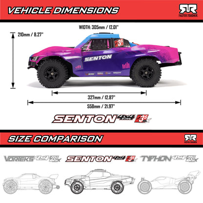 1/10 Senton 223S, 4WD, BLX w/DSC (Requires battery & charger): Red: ARA4303V4T2