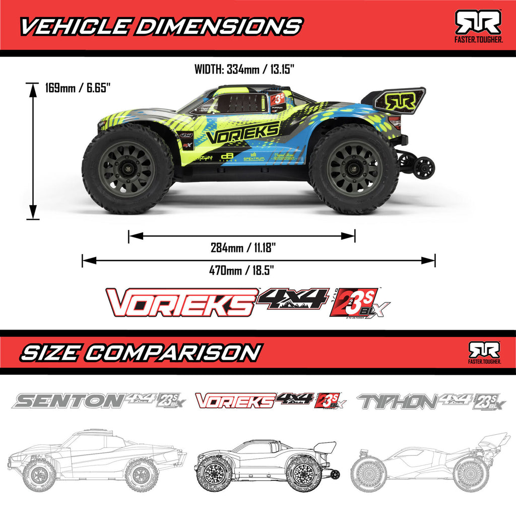 1/10 VORTEKS 223S 4X4 Stadium Truck (Requires Battery & Charger) Red: ARA4305V4T1