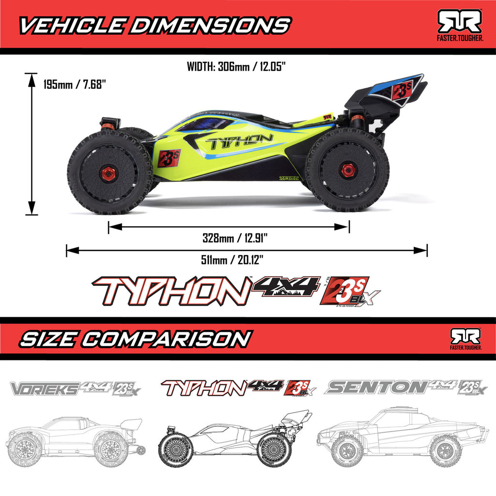 1/8 TYPHON 223S 4X4 Buggy RTR (Requires battery & charger): Green: ARA4306V4T1
