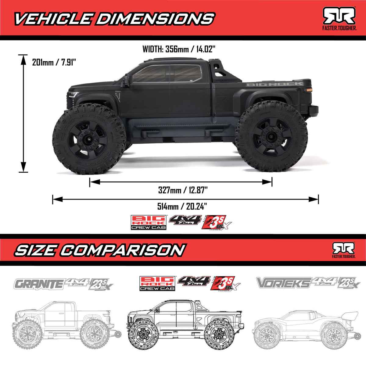 1/10 Big Rock 4X4 223S BLX Brushless Street Truck RTR W/DSC, Green: ARA4312V4T2