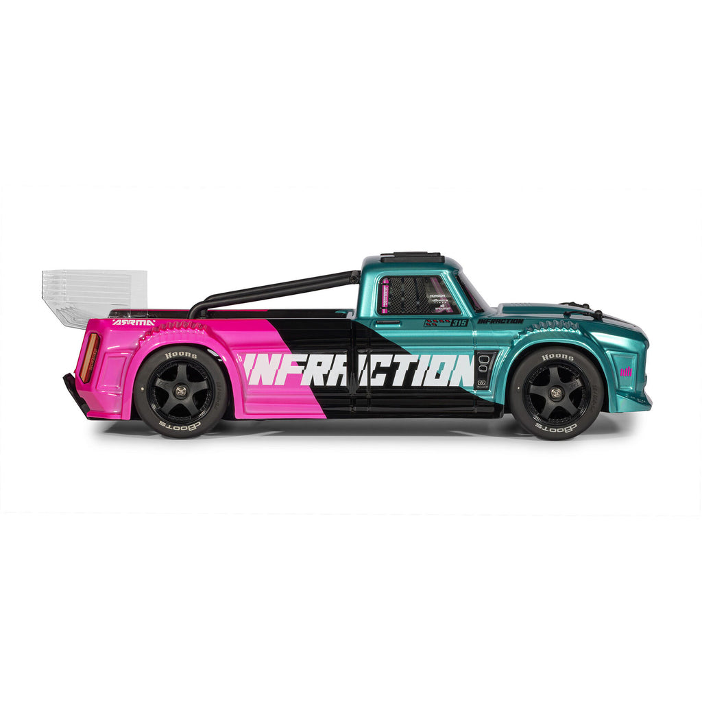 ARRMA 1/8 INFRACTION 223S DSC 4x4 RTR Brushless All-Road Street Bash Truck, Teal/Pink (ARA4315V4T3)