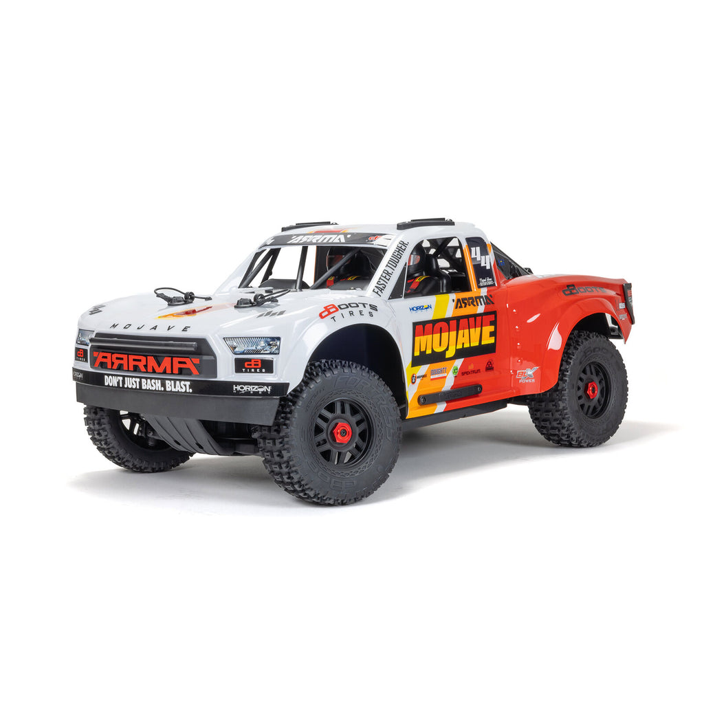 ARRMA 1/8 Mojave 4S 4WD BLX Desert Truck, White/Red (Requires Battery & Charger) (ARA4404T1)