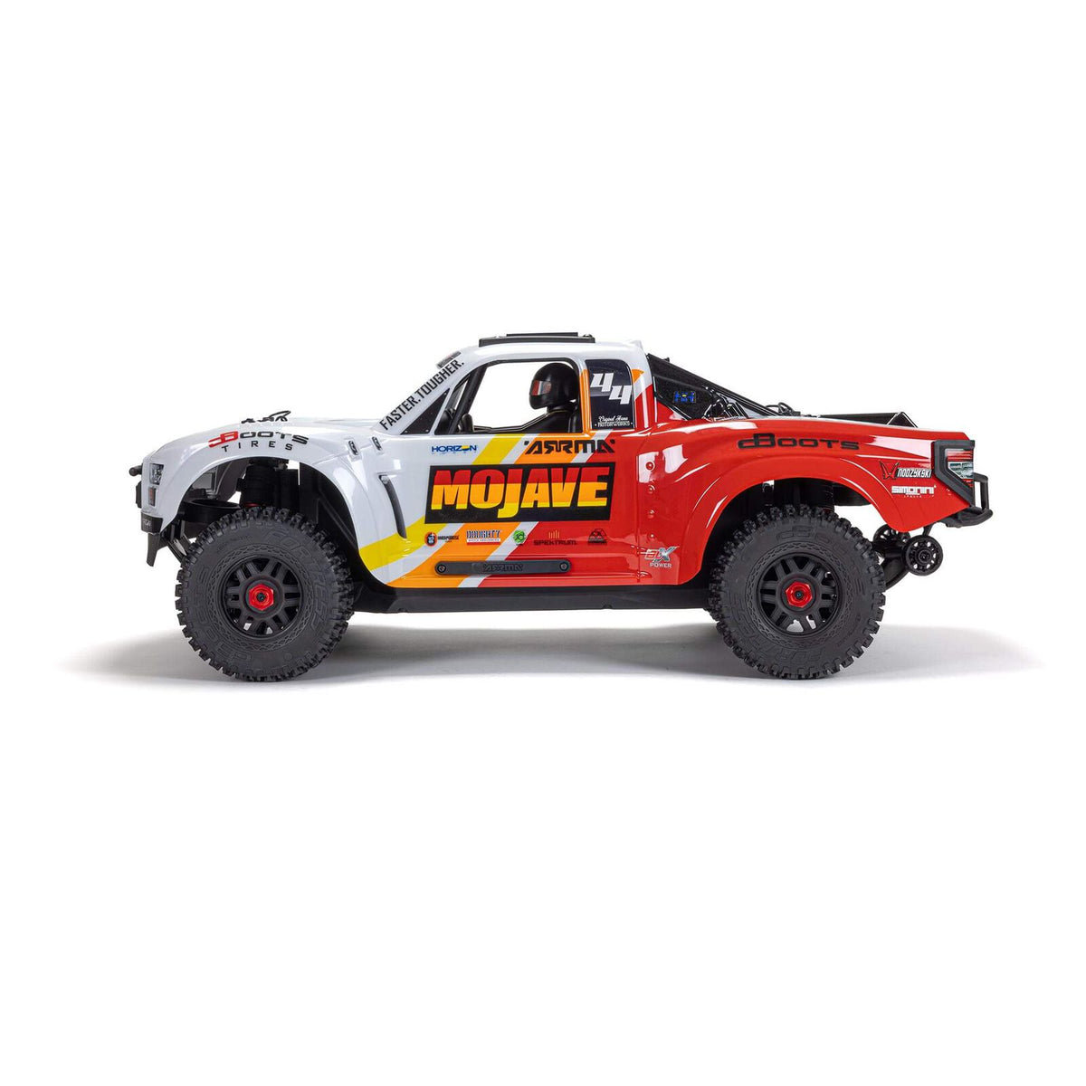 ARRMA 1/8 Mojave 4S 4WD BLX Desert Truck, White/Red (Requires Battery & Charger) (ARA4404T1)