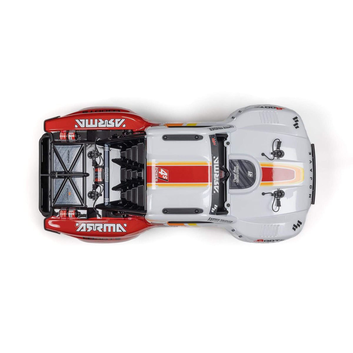 ARRMA 1/8 Mojave 4S 4WD BLX Desert Truck, White/Red (Requires Battery & Charger) (ARA4404T1)