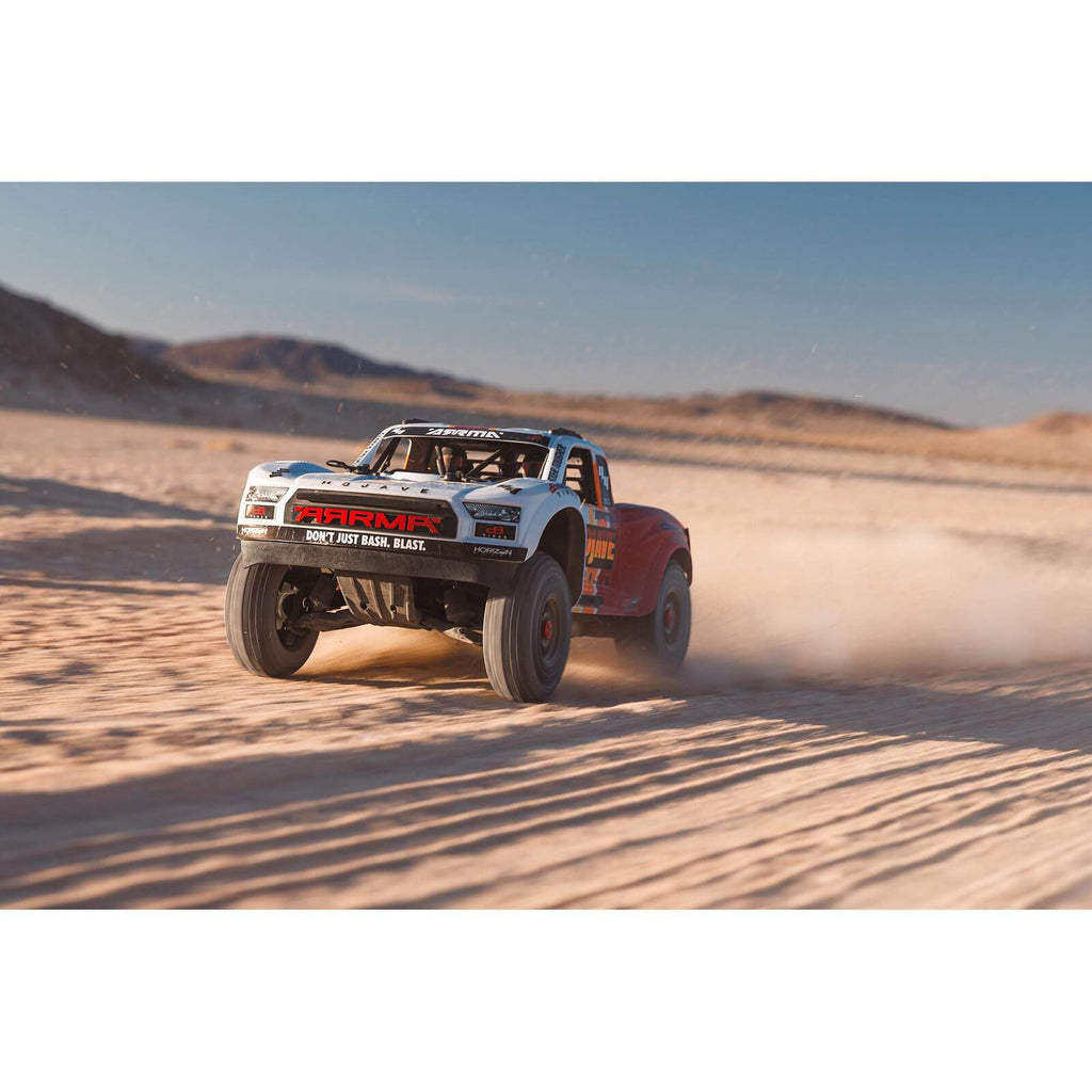 ARRMA 1/8 Mojave 4S 4WD BLX Desert Truck, White/Red (Requires Battery & Charger) (ARA4404T1)