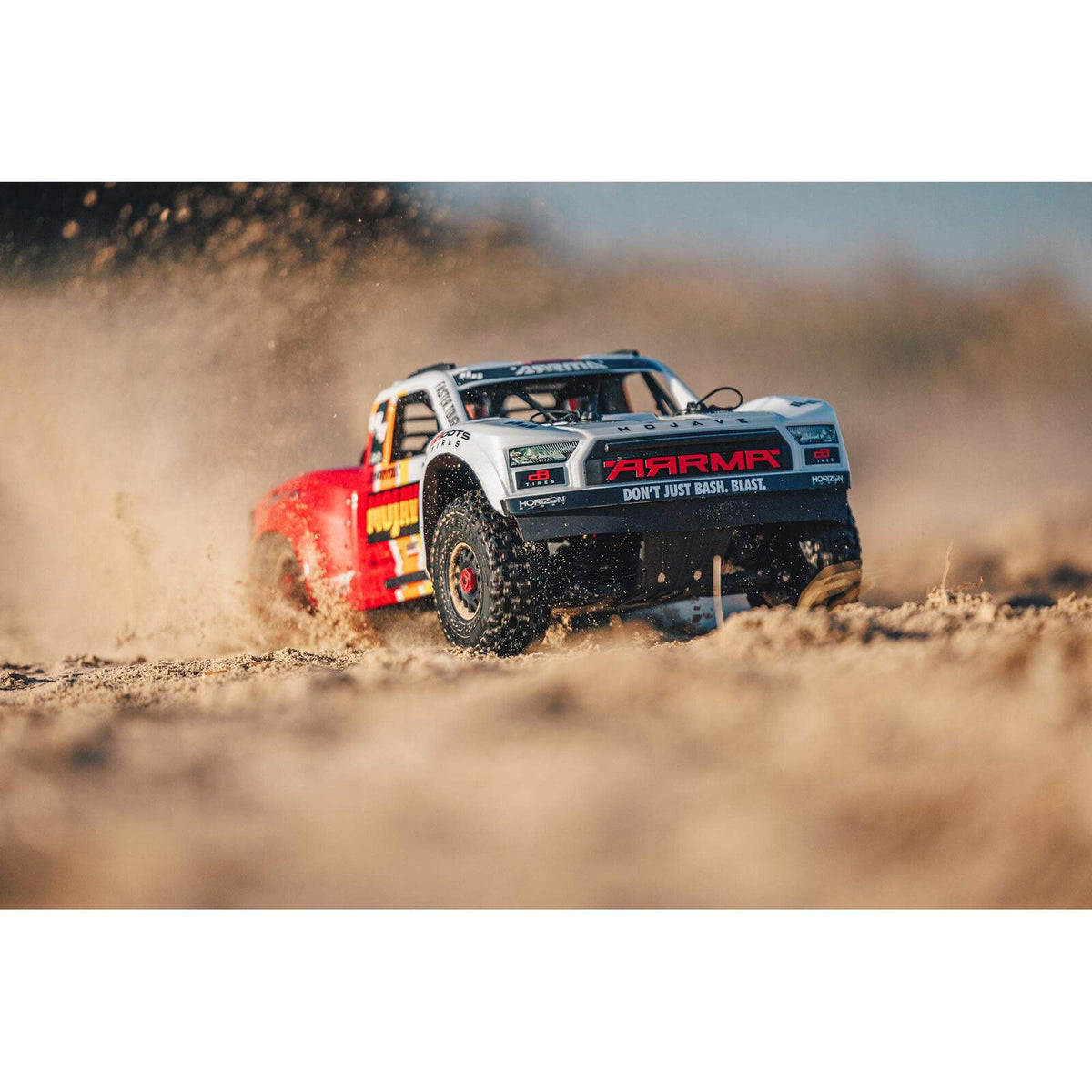 ARRMA 1/8 Mojave 4S 4WD BLX Desert Truck, White/Red (Requires Battery & Charger) (ARA4404T1)