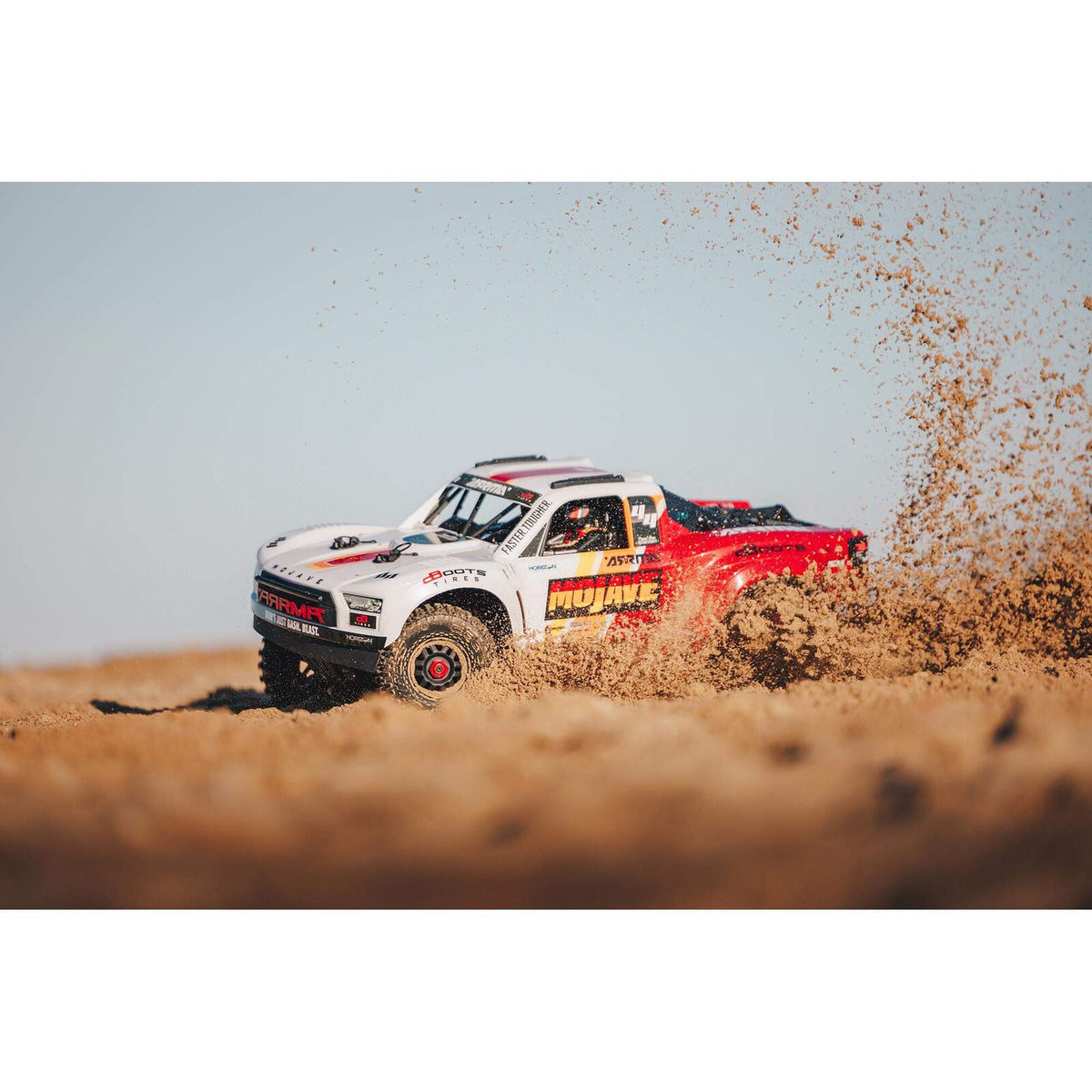 ARRMA 1/8 Mojave 4S 4WD BLX Desert Truck, White/Red (Requires Battery & Charger) (ARA4404T1)