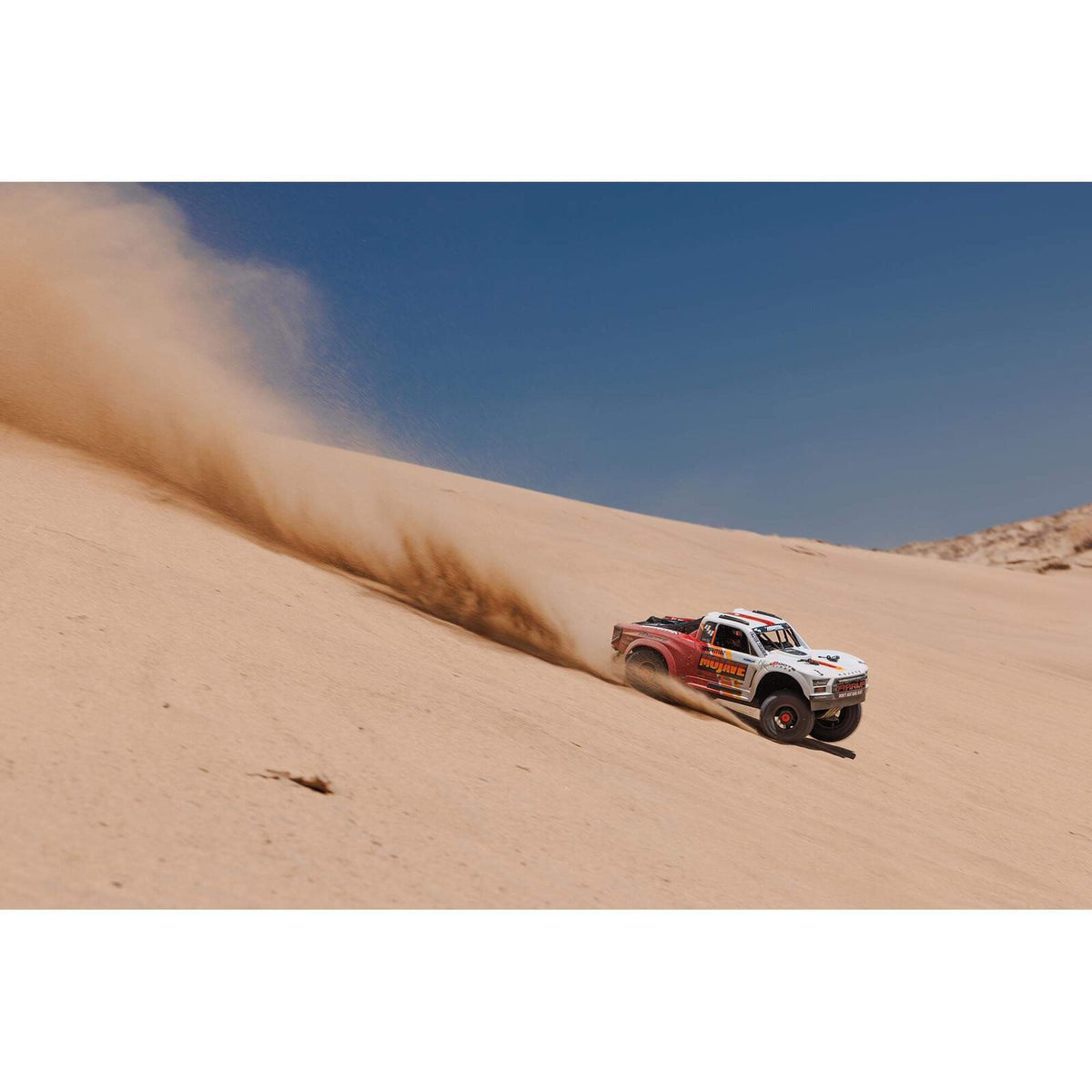 ARRMA 1/8 Mojave 4S 4WD BLX Desert Truck, White/Red (Requires Battery & Charger) (ARA4404T1)