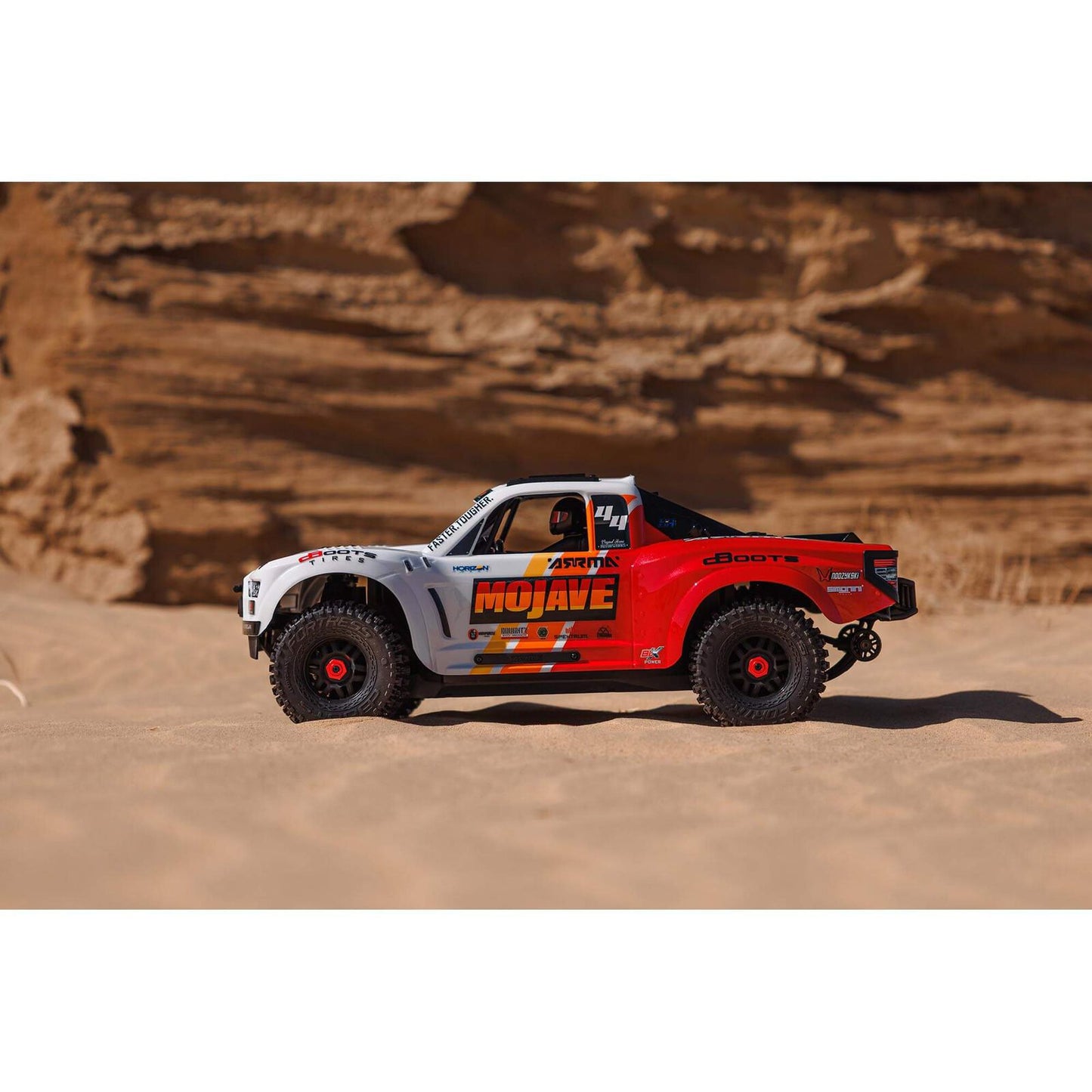 1/8 Mojave 4S 4WD BLX: (Requires battery & charger): White/Red: ARA4404T1