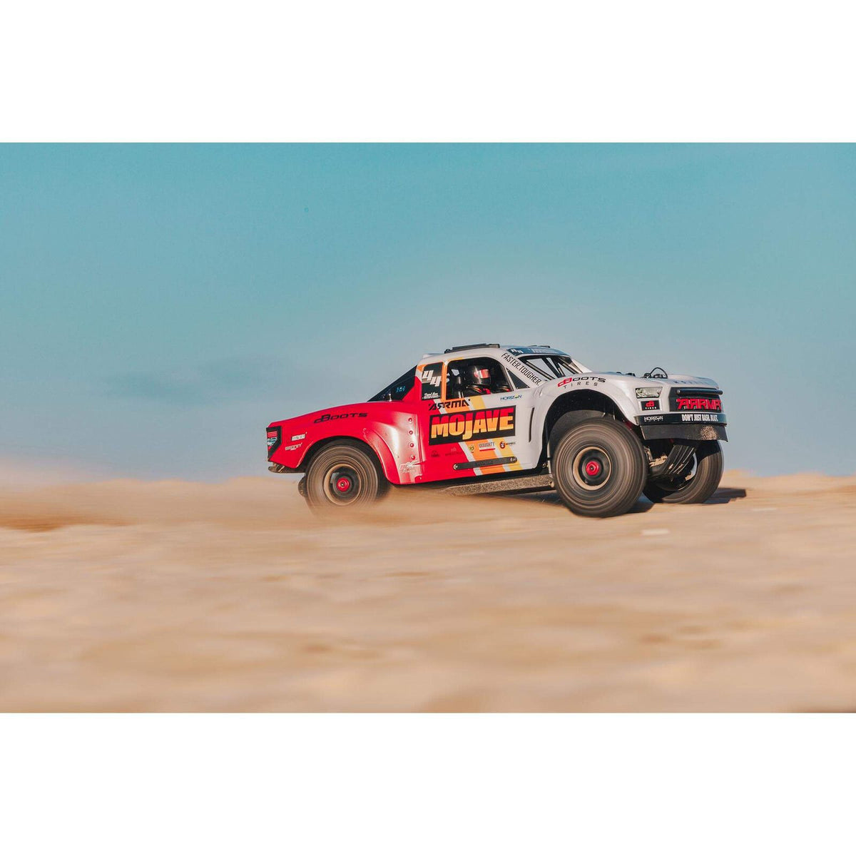 ARRMA 1/8 Mojave 4S 4WD BLX Desert Truck, White/Red (Requires Battery & Charger) (ARA4404T1)