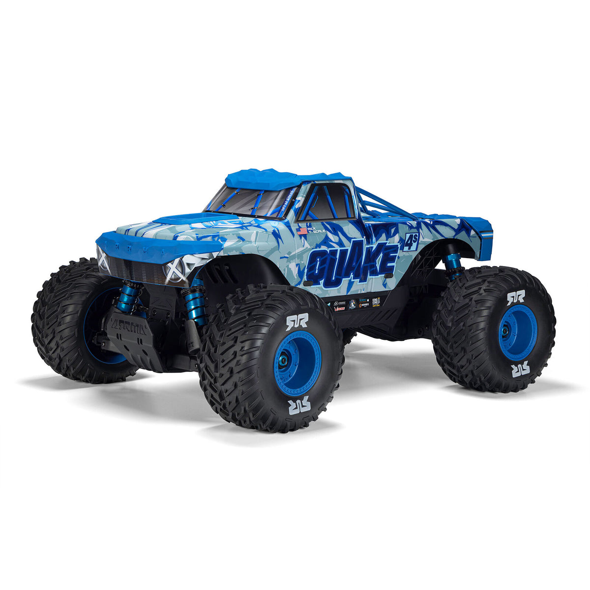 ARRMA 1/8 Quake 4S 4x4 RTR BLX Monster Truck: White/Blue (ARA4437T2)