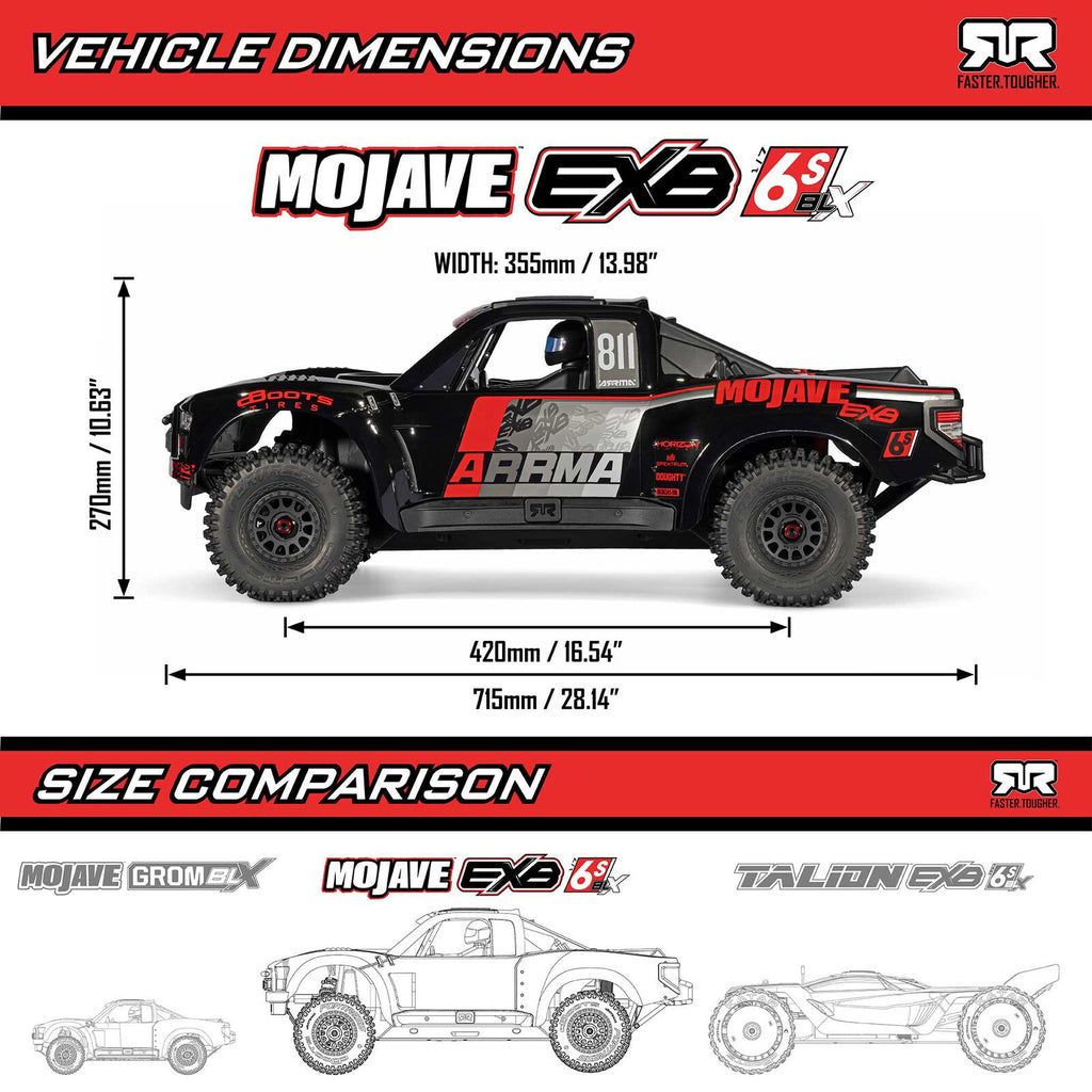 1/7 Mojave 6S 4WD EXB: (Requires battery & charger):Black