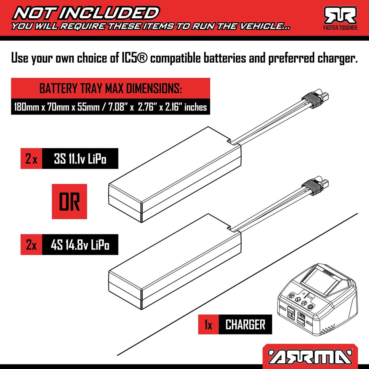 1/7 LIMITLESS 8S 4X4 RTR Red (Requires battery & charger): ARA7816T1