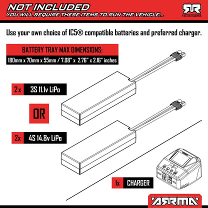 1/7 LIMITLESS 8S 4X4 RTR Red (Requires battery & charger): ARA7816T1