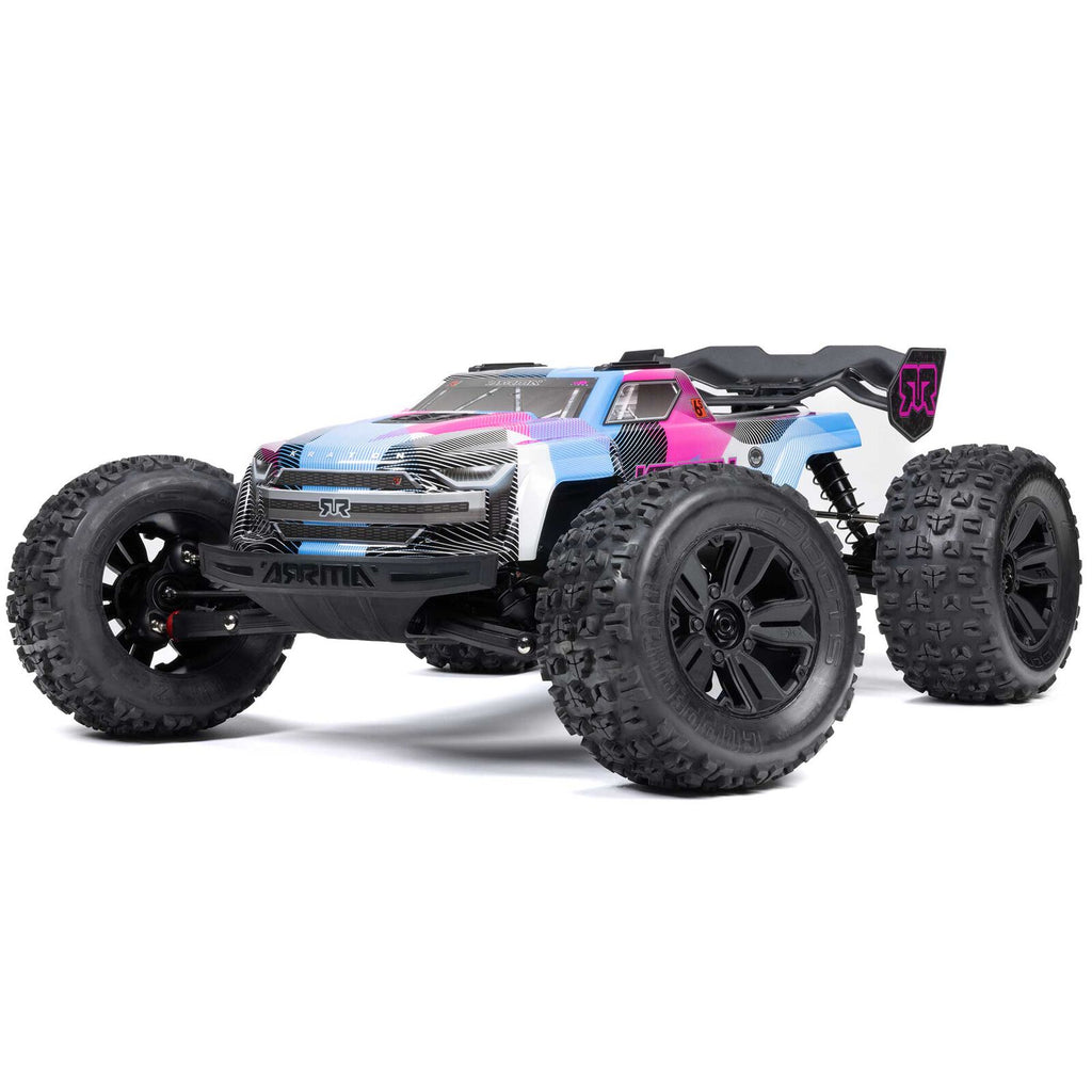 ARRMA 1/8 Kraton 6S, 4WD, BLX (Requires battery & charger): (Blue/Pink) (ARA8608V6T2)