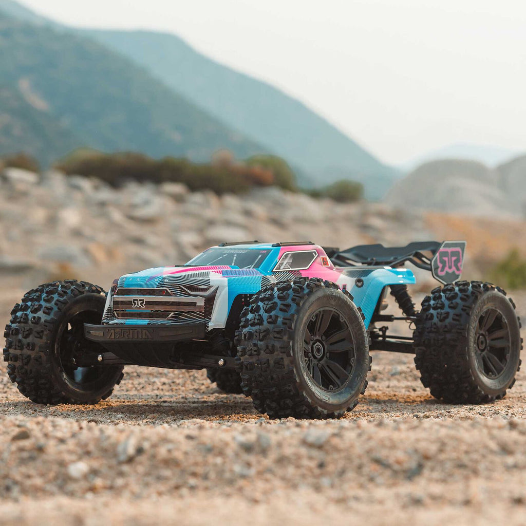 ARRMA 1/8 Kraton 6S, 4WD, BLX (Requires battery & charger): (Blue/Pink) (ARA8608V6T2)