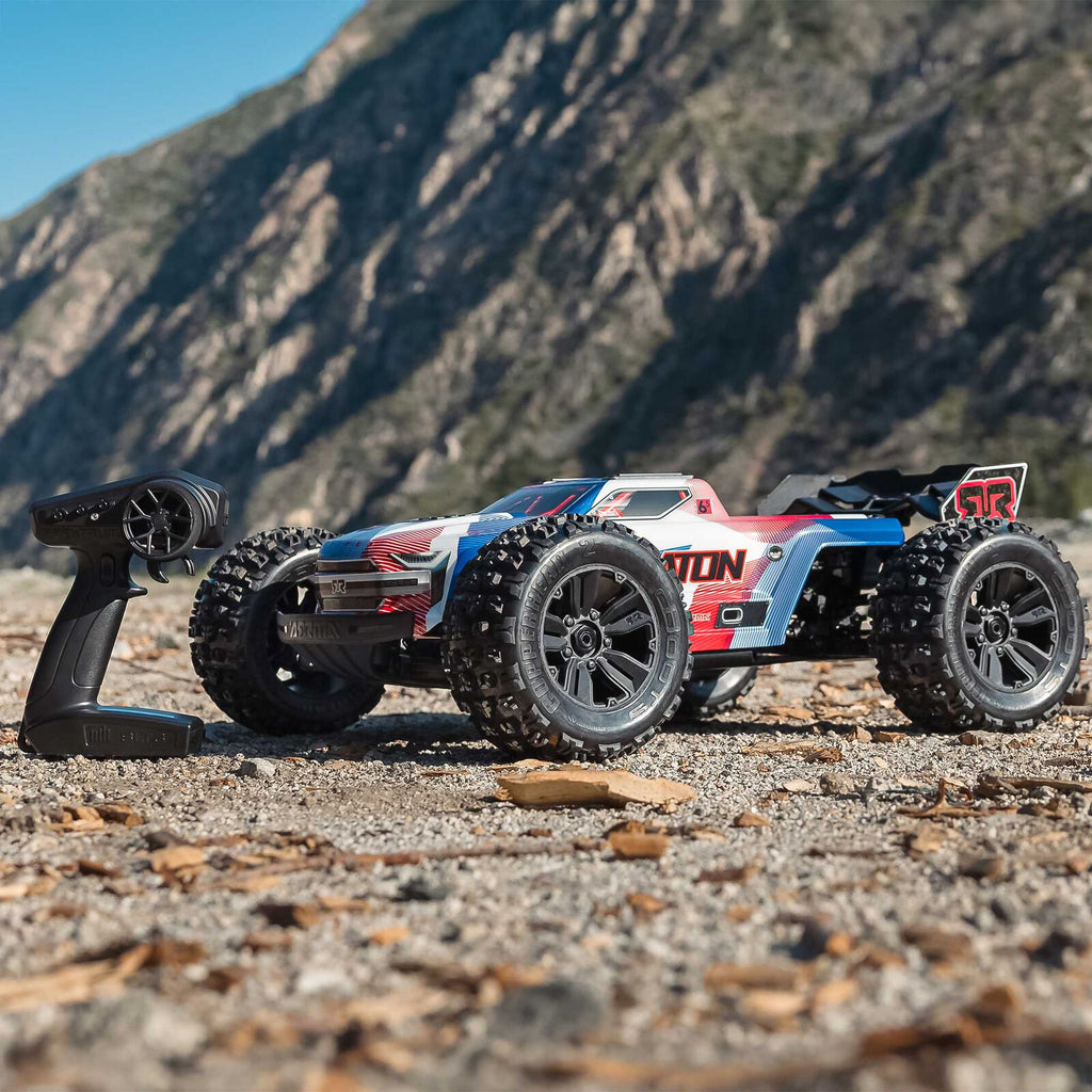 ARRMA 1/8 Kraton 6S, 4WD, BLX (Requires battery & charger): (Blue/Red) (ARA8608V6T4)