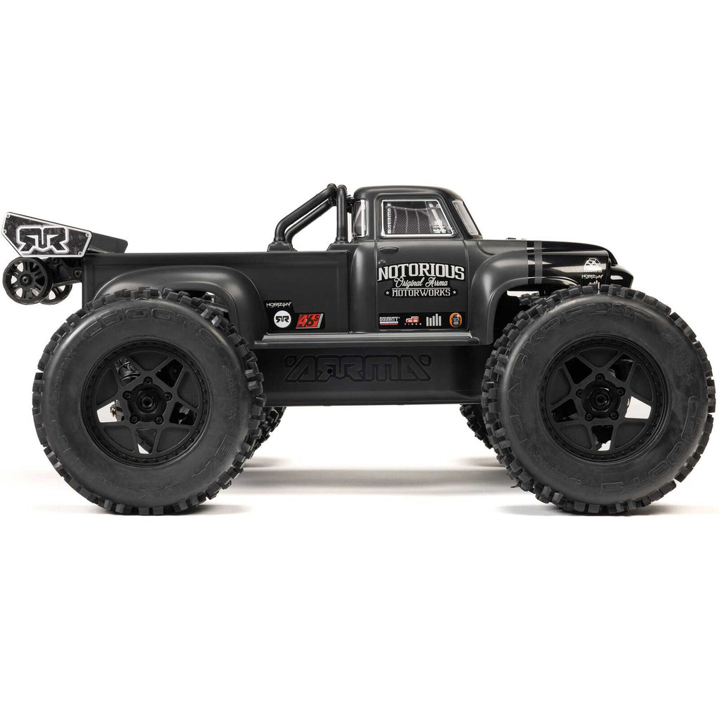 ARRMA 1/8 Notorious 6S, 4WD, BLX V6 Stunt Truck (Requires battery & charger): Black (ARA8611V6T1)