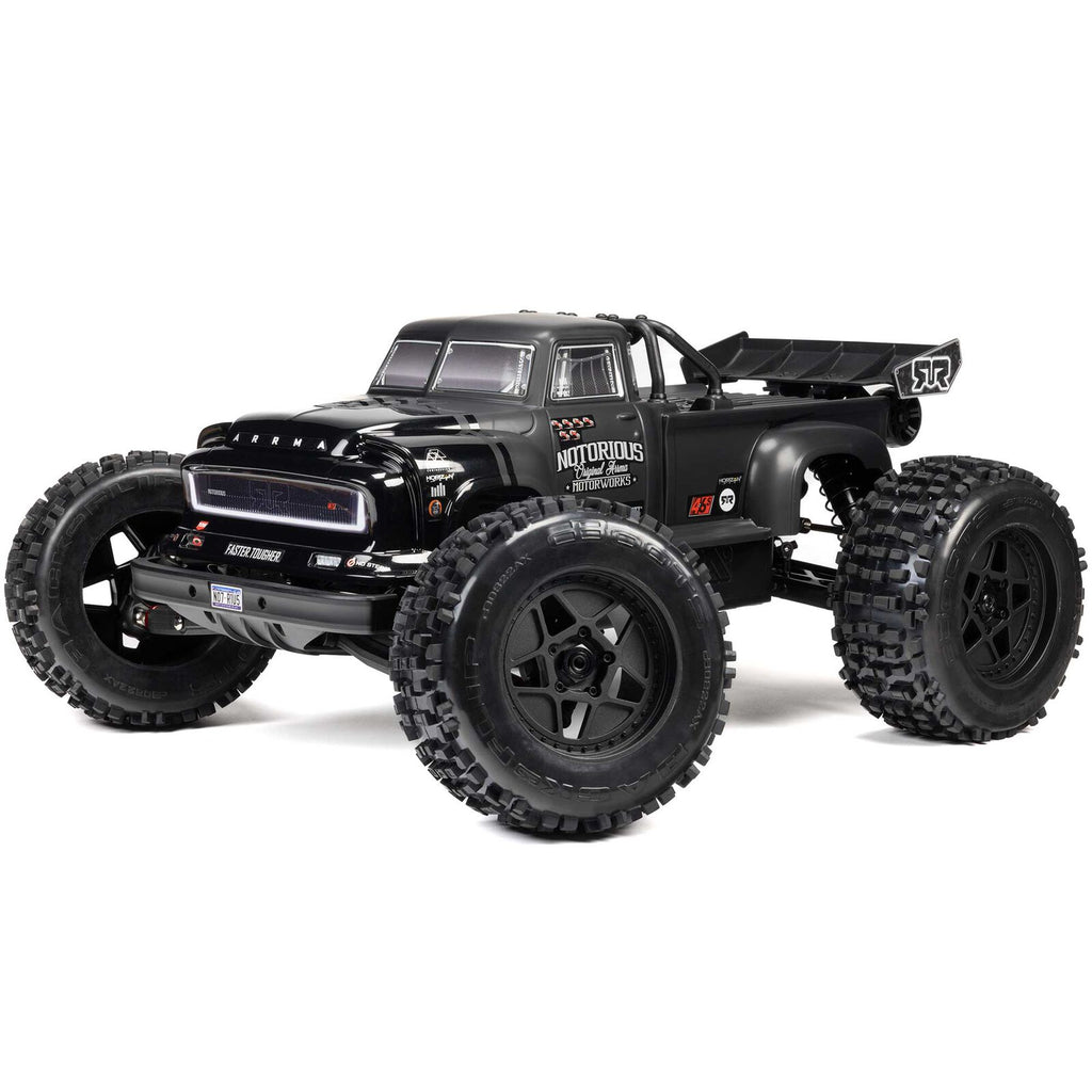 ARRMA 1/8 Notorious 6S, 4WD, BLX V6 Stunt Truck (Requires battery & charger): Black (ARA8611V6T1)