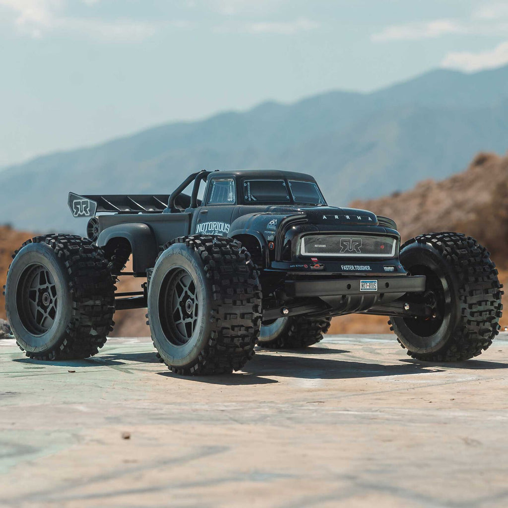 ARRMA 1/8 Notorious 6S, 4WD, BLX V6 Stunt Truck (Requires battery & charger): Black (ARA8611V6T1)