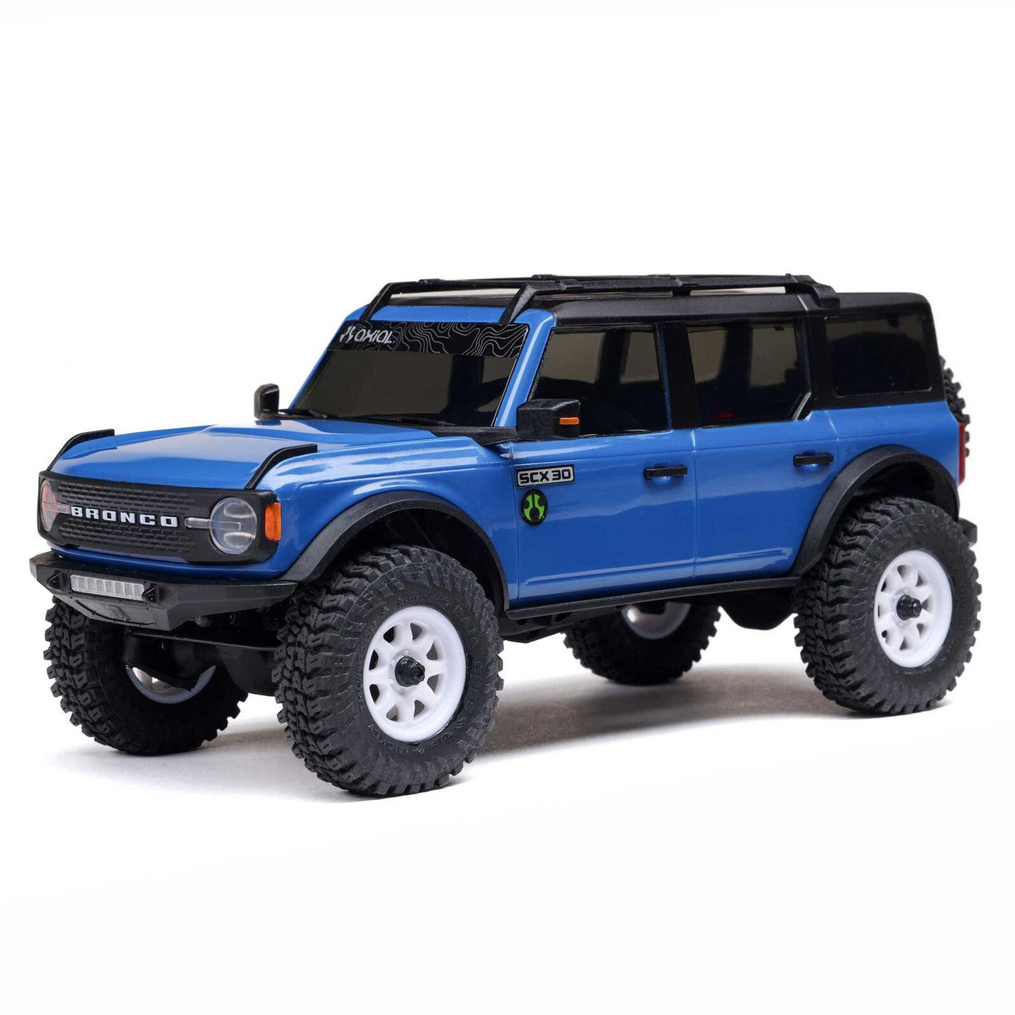 1/30 SCX30 Ford Bronco 4X4 RTR Brushed Rock Crawler (Battery & Charger Included), Blue