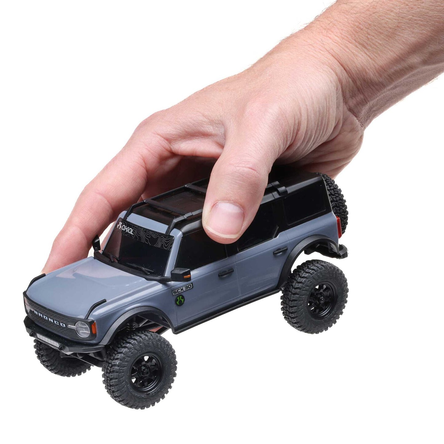 1/30 SCX30 Ford Bronco 4X4 RTR Brushed Rock Crawler (Battery & Charger Included), Gray