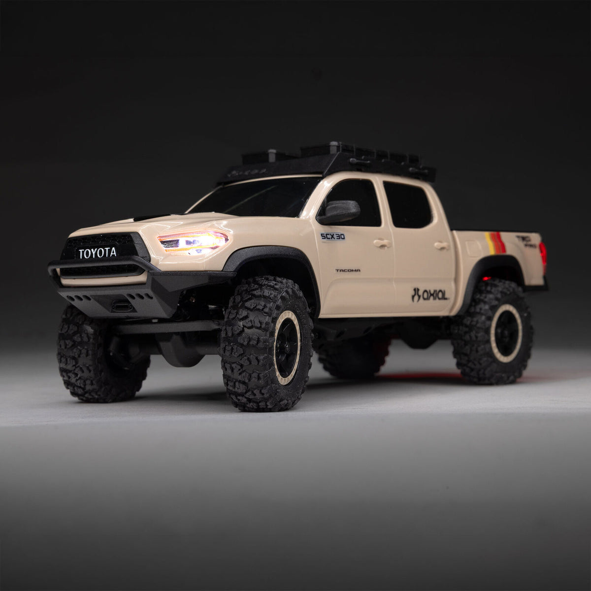1/30 SCX30 Toyota Tacoma TRD Overland Edition RTR Rock Crawler (Battery & Charger Included), Tan