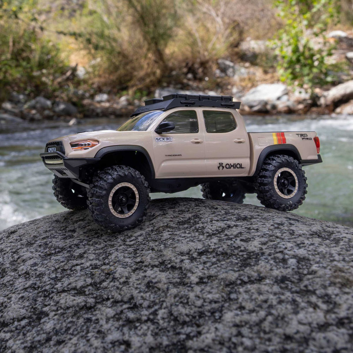 1/30 SCX30 Toyota Tacoma TRD Overland Edition RTR Rock Crawler (Battery & Charger Included), Tan