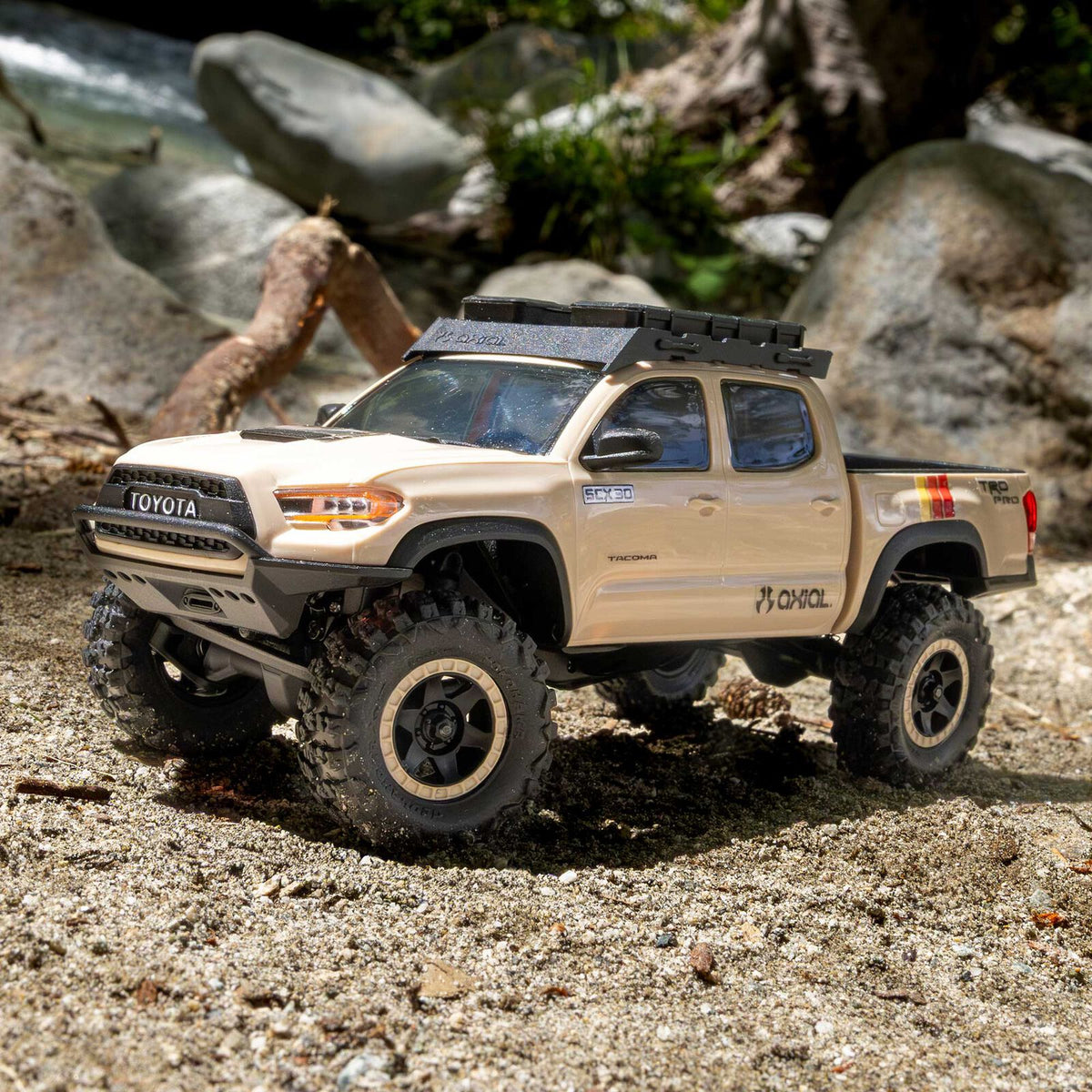1/30 SCX30 Toyota Tacoma TRD Overland Edition RTR Rock Crawler (Battery & Charger Included), Tan