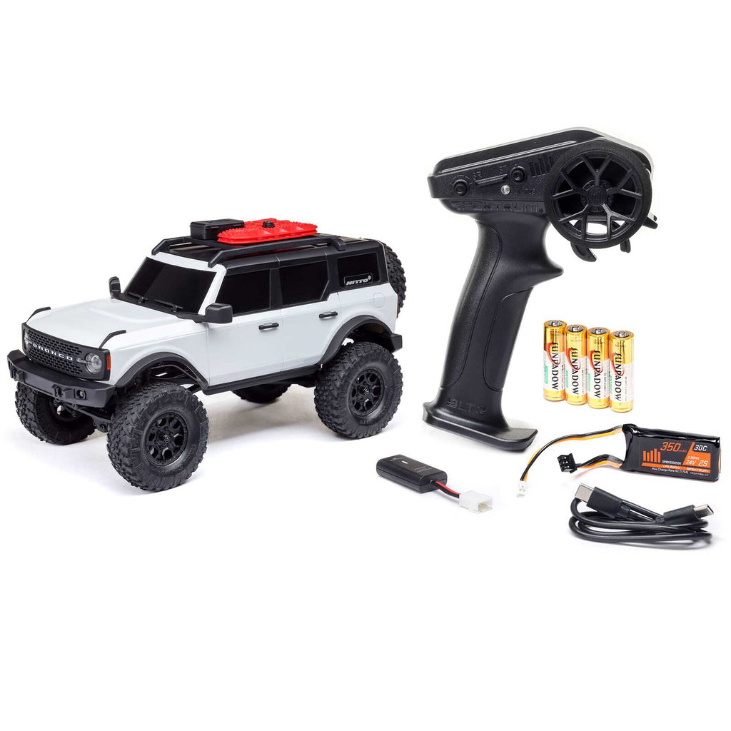 1/24 SCX24 Ford Bronco 4X4 RTR Brushed Rock Crawler White (w/Battery & Charger)