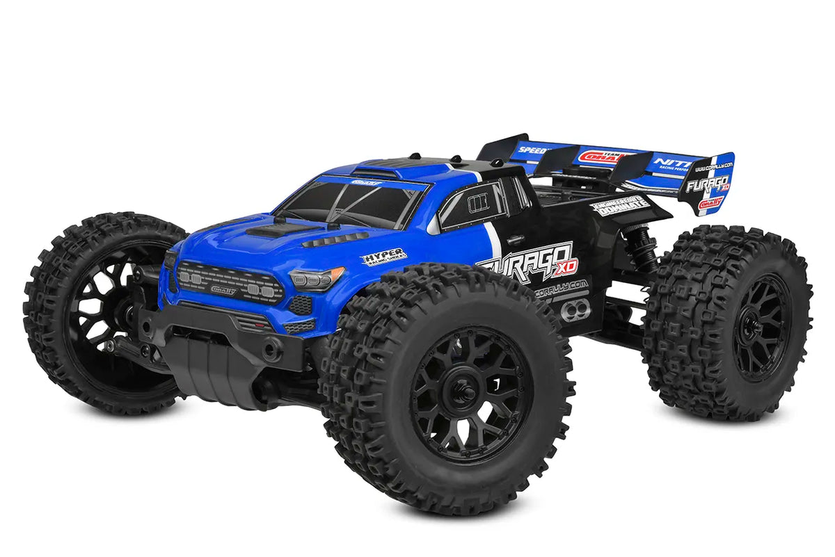 Corally 1/10 Furago XD 4WD 2S Small Scale, RTR Monster Truck, Blue (COR00230-B)