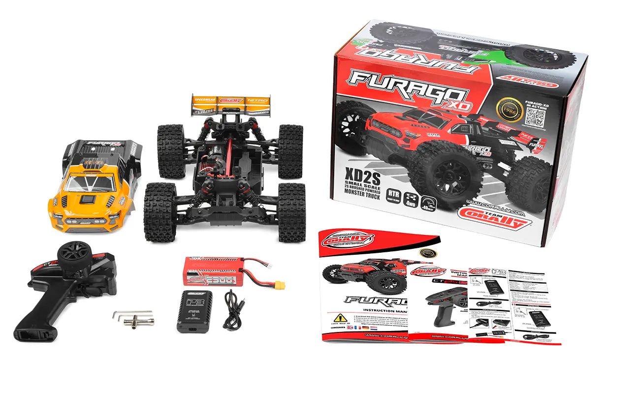 1/10 Furago XD 4WD 2S Small Scale, RTR Monster Truck, Orange