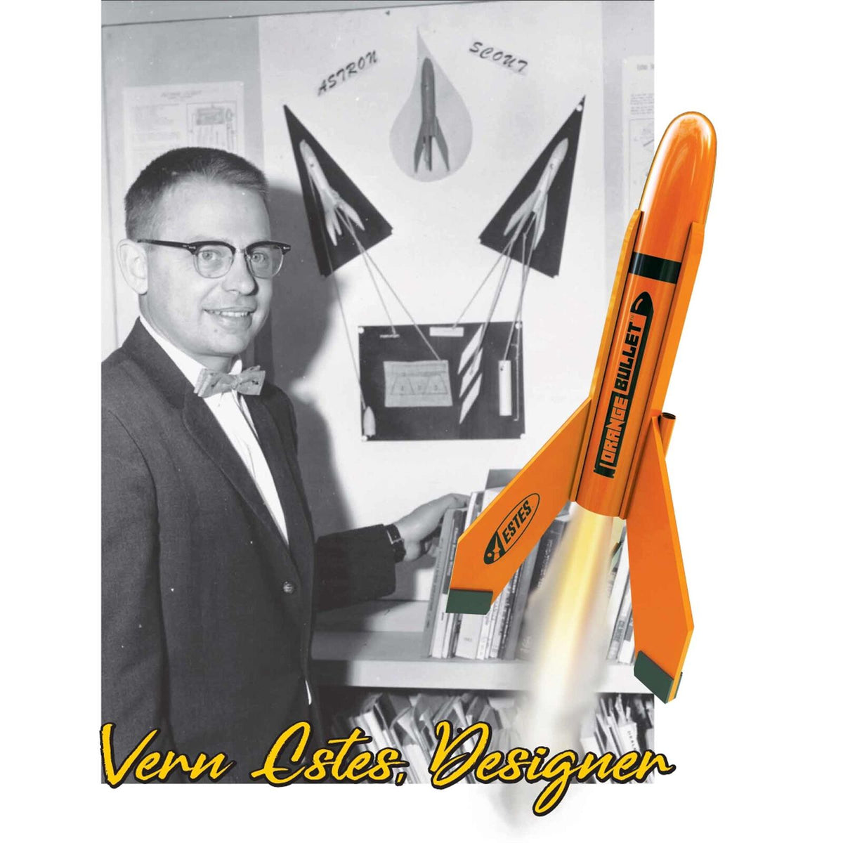 Orange Bullet Designer Model Rocket Kit, Intermediate