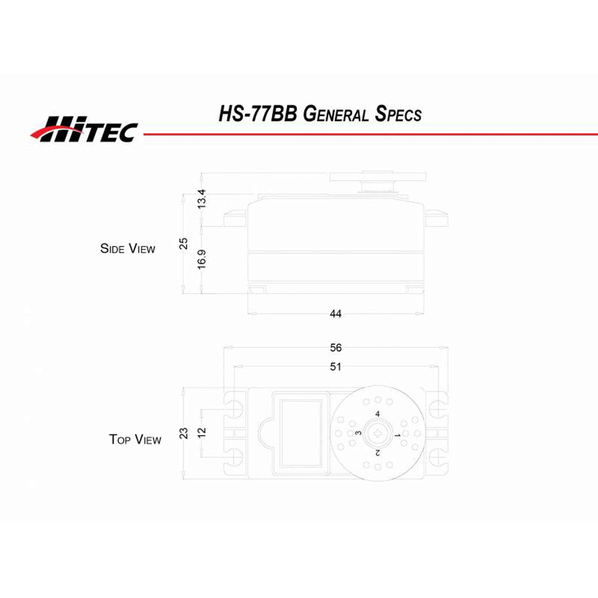 Hitec HS-77BB Low Profile Servo .34sec/114oz @ 6.0v (HRC31077S)