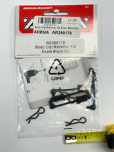 Load image into Gallery viewer, Body Clip Retainer 1/8 Scale Black (4): AR390178
