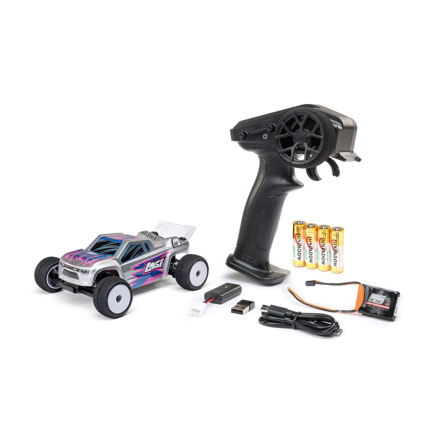 1/28 Micro-T 2WD Silver RTR : LOS-1392T2