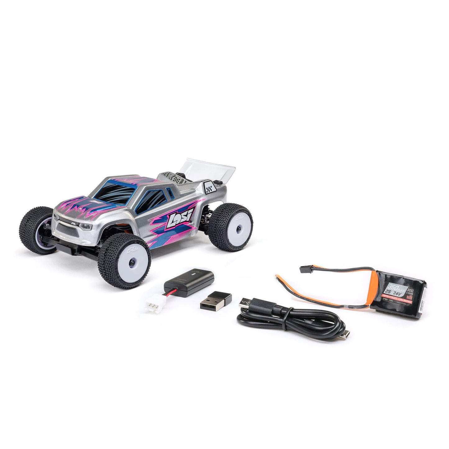 1/28 Micro-T 2WD Silver RTR : LOS-1392T2