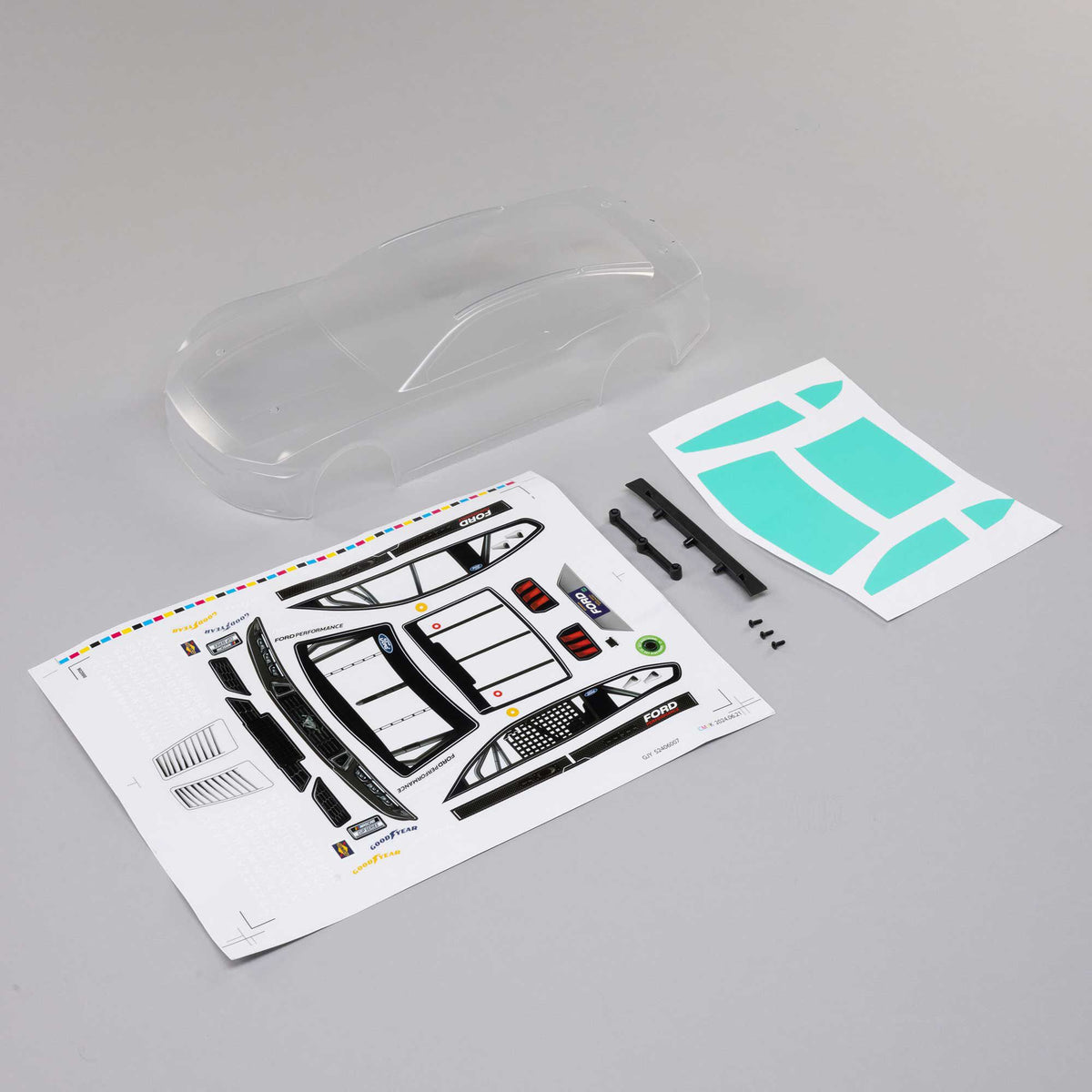 Losi Ford Clear Body NASCAR LOS-1917 with spoiler, decal sheet, paint masks and hardware
