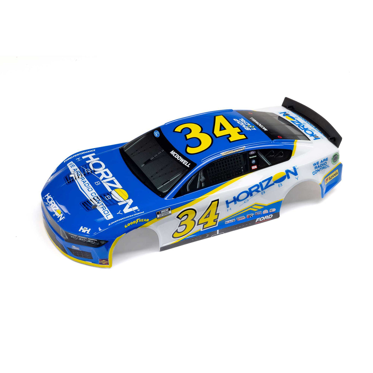 Losi McDowell #34 Horizon Hobby 2024 NASCAR body LOS-1922, pre-painted body with spoiler