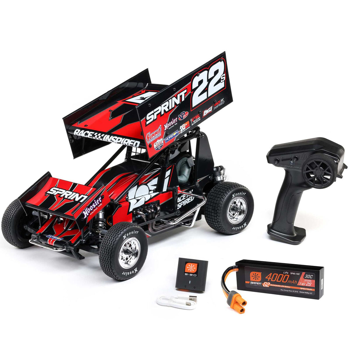 1/10 22S Sprint, RTR, 2WD Red (Includes Battery & Charger) : LOS-2359