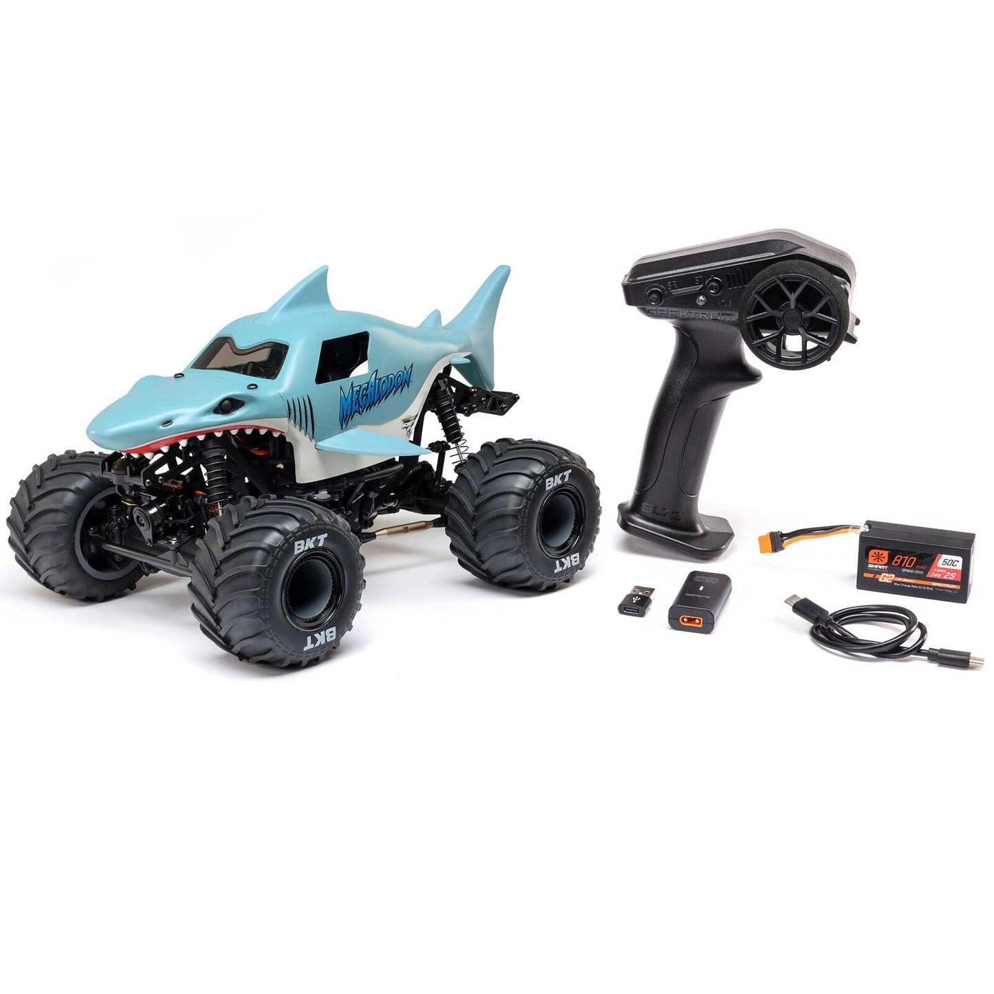 1/18 Mini LMT Megalodon 2S 4X4 RTR Monster Truck (Battery & Charger Included), Blue :LOS01026T3