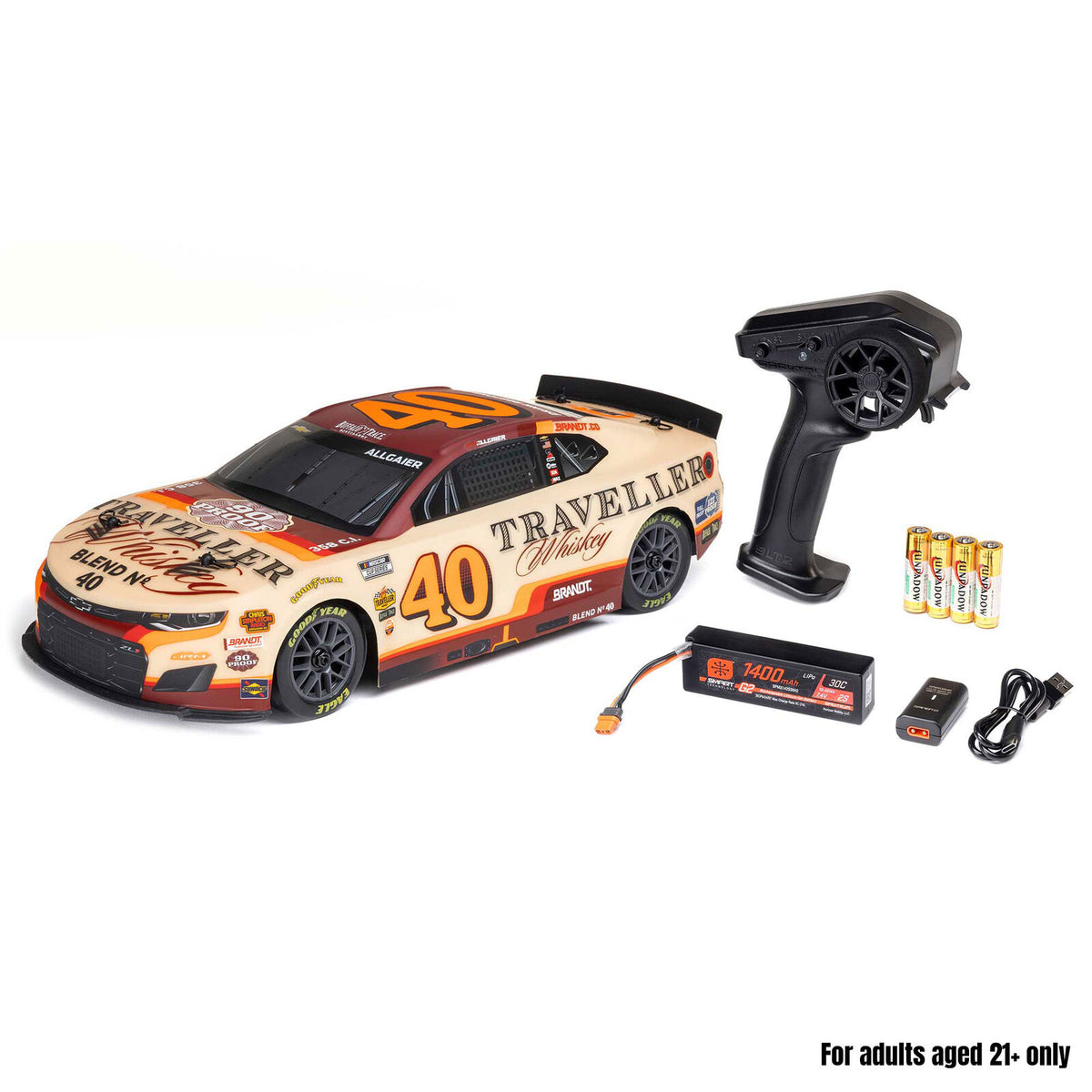 1/12 NASCAR RC Race Car Justin Allgaier No. 40 2026 Traveller Whiskey Chevrolet ZL1 2S AWD RTR