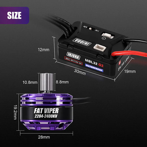 MBL32 G2 Waterproof Brushless ESC & 2204 Fat Viper Motor SCX24