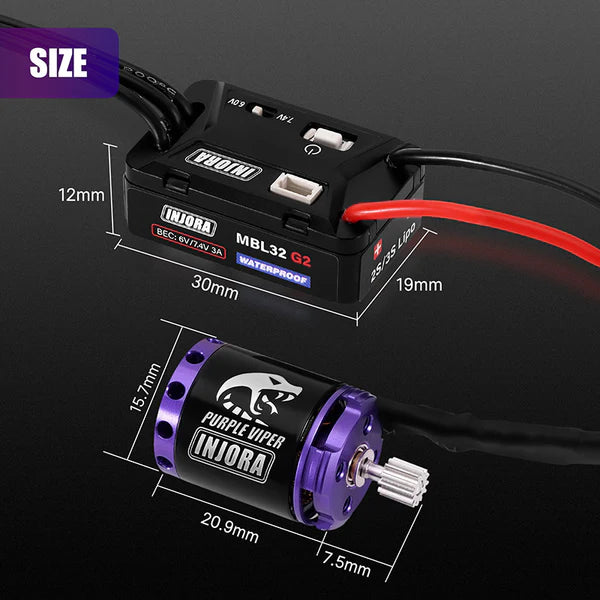 MBL32 G2 Waterproof Brushless ESC & 1721 Purple Viper Motor SCX24
