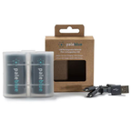 Pale Blue Lithium Ion Rechargeable D  Batteries 2pk