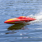 Pro Boat Sonicwake 36 V3 RTR, red, PRB-2171T2, running on the water, bow side view