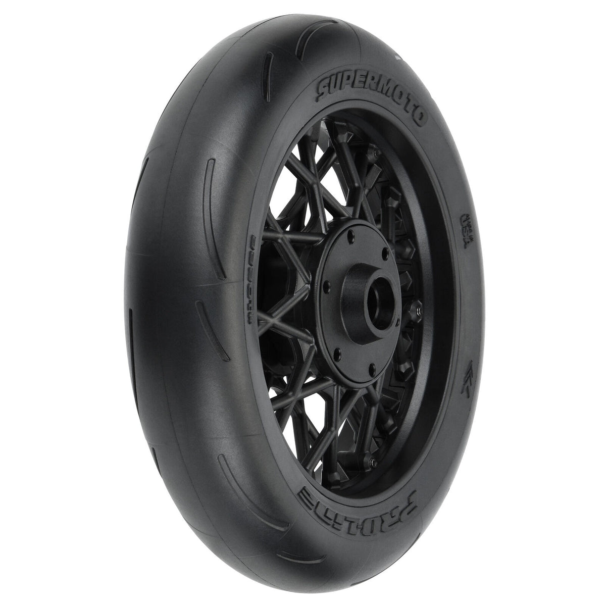 Pro-Line 1/4 Supermoto Front Tire, Mounted on Black Wheel for Promoto-MX (PRO1022210)