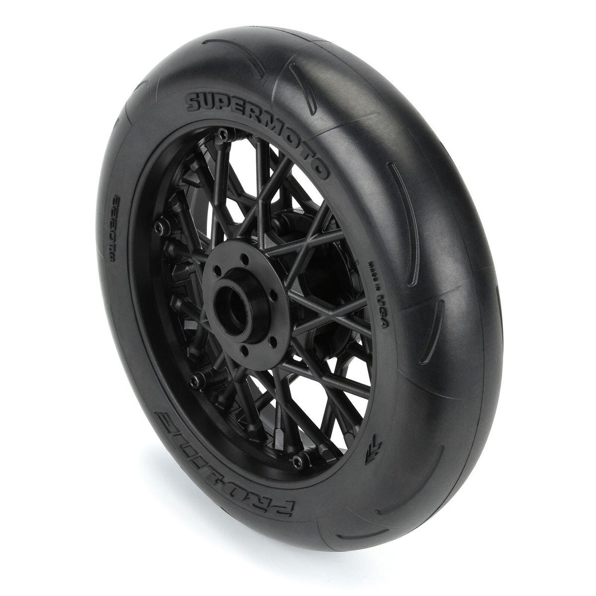 Pro-Line 1/4 Supermoto Front Tire, Mounted on Black Wheel for Promoto-MX (PRO1022210)
