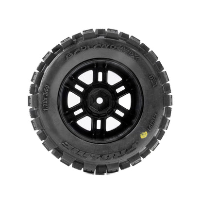 1/12 Badlands F/R Tires MTD 12mm Black Split Six (2) for ARRMA MINI KRATON