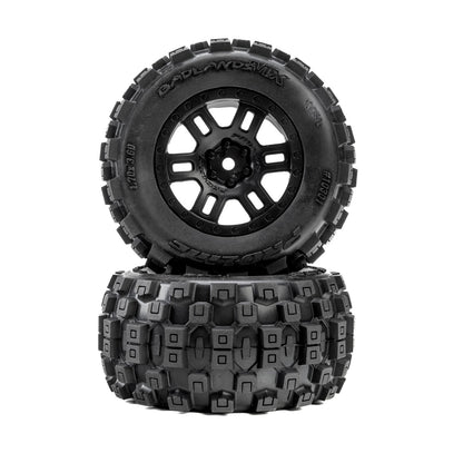 1/12 Badlands F/R Tires MTD 12mm Black Split Six (2) for ARRMA MINI KRATON